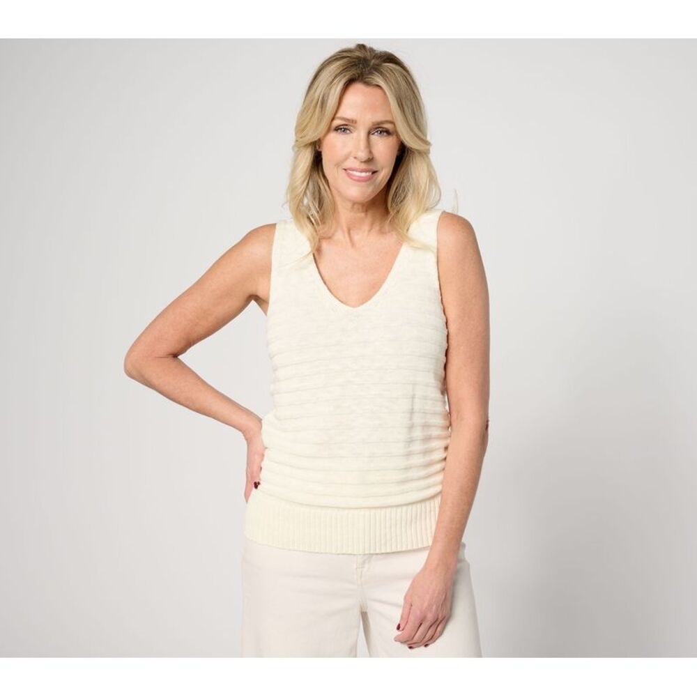 Wacoal Women's Top Plus Sz Sweater 1X V-Neck Tank White A646298